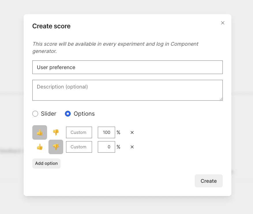 Score configuration