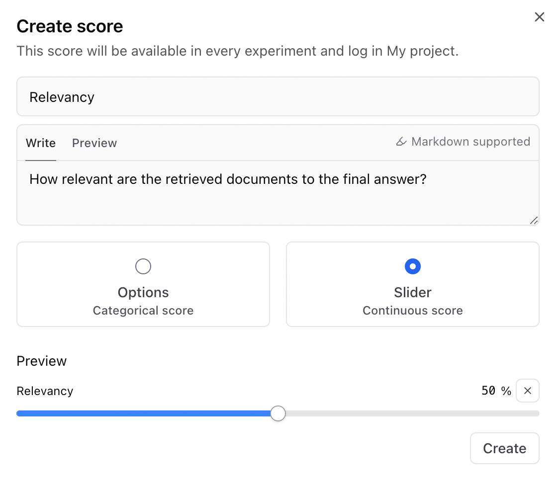 Create human review score